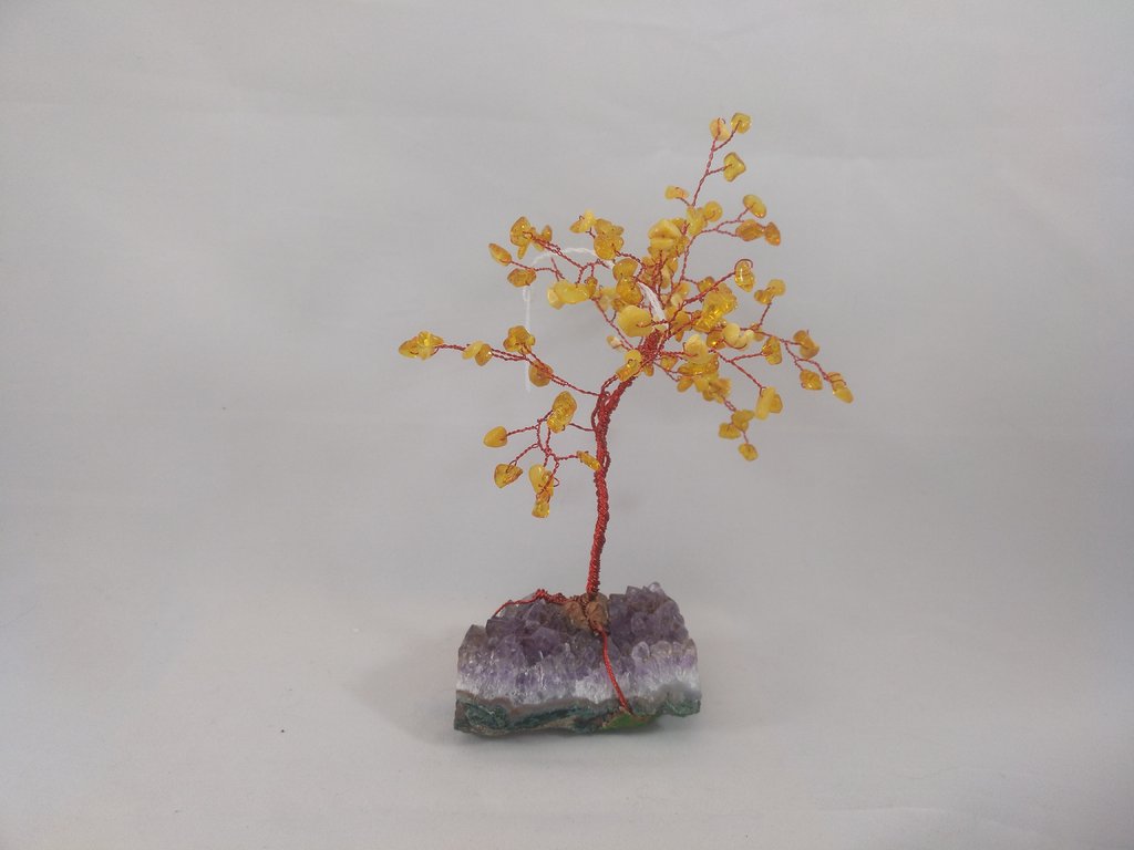TREE IN AMBER, ON AMETHYST MINERAL