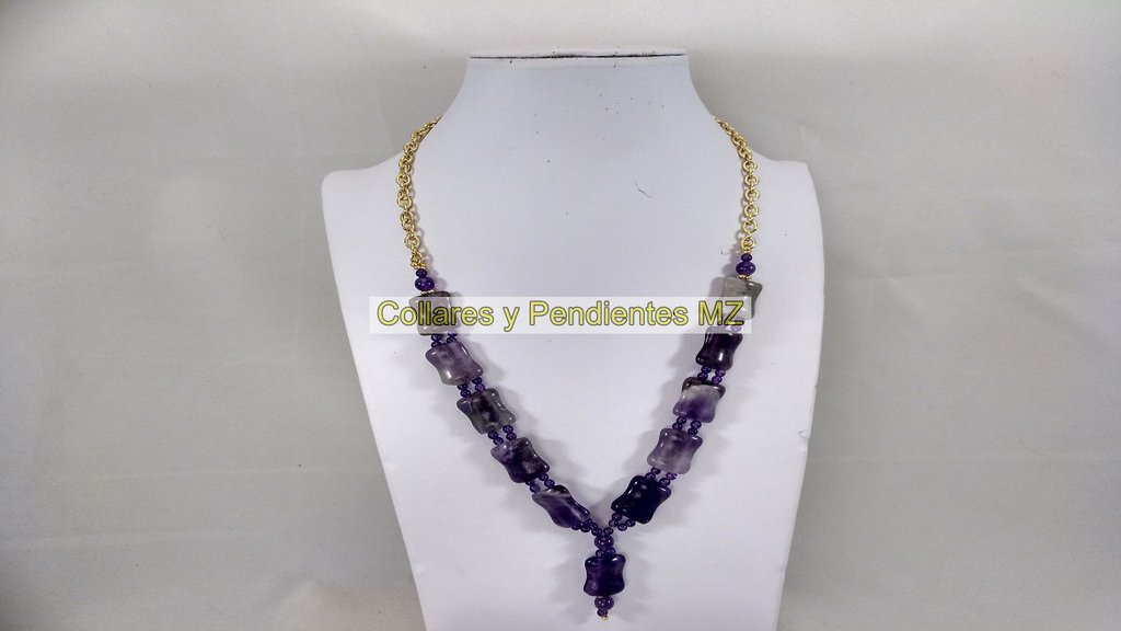 NECKLACE IN DOUBLE AMETHYST WITH CHAIN.-