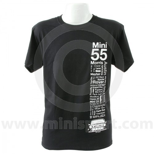 Camiseta Mini 55 Aniversario marcas, negra.